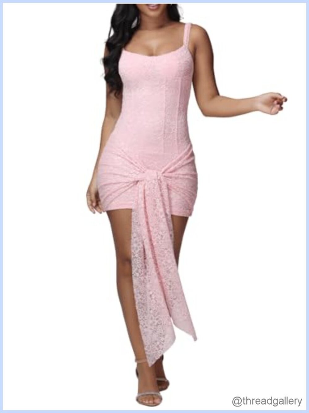 Lace Bodycon Mini Dress Corset Style Sleeveless Party Club Tie Detail